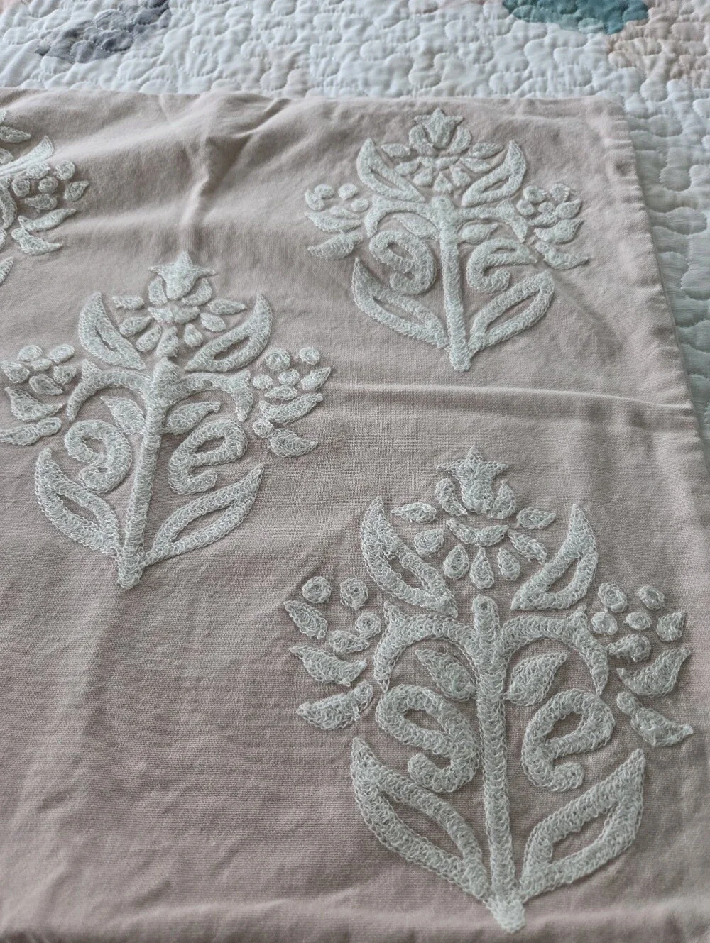 The Pottery Barn Kyla Floral Embroidered Square Pillow Cover 18